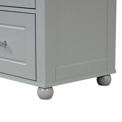 Tall Freestanding Bathroom Storage Cabinet with Two Drawers and Adjustable Shelf