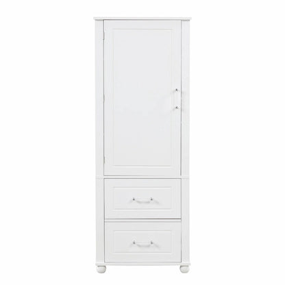 Tall Freestanding Bathroom Storage Cabinet with Two Drawers and Adjustable Shelf