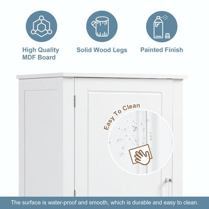 Tall Freestanding Bathroom Storage Cabinet with Two Drawers and Adjustable Shelf