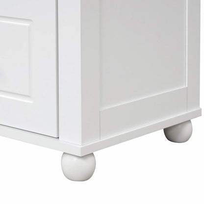 Tall Freestanding Bathroom Storage Cabinet with Two Drawers and Adjustable Shelf