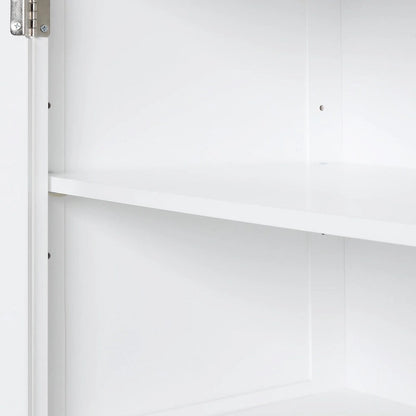 Tall Freestanding Bathroom Storage Cabinet with Two Drawers and Adjustable Shelf