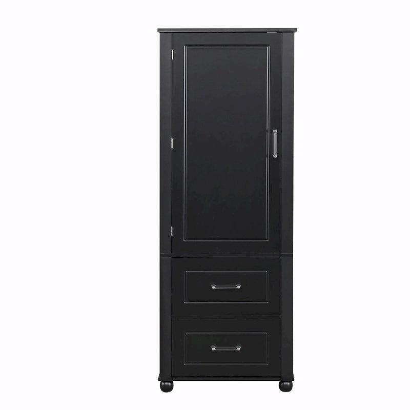 Tall Freestanding Bathroom Storage Cabinet with Two Drawers and Adjustable Shelf