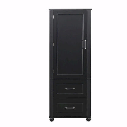 Tall Freestanding Bathroom Storage Cabinet with Two Drawers and Adjustable Shelf
