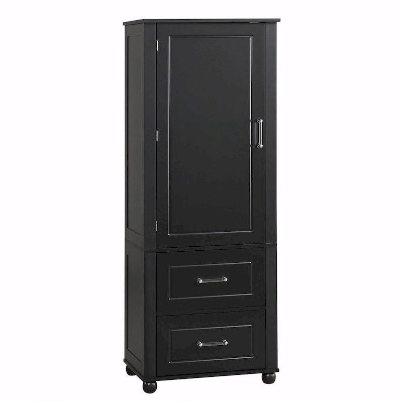 Tall Freestanding Bathroom Storage Cabinet with Two Drawers and Adjustable Shelf