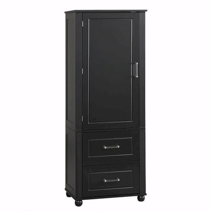 Tall Freestanding Bathroom Storage Cabinet with Two Drawers and Adjustable Shelf