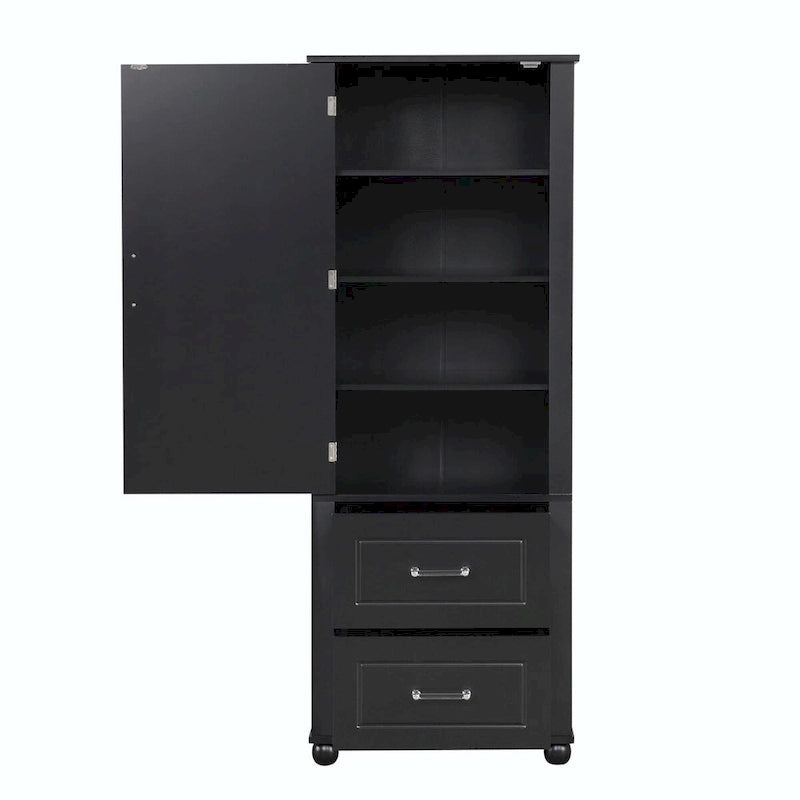 Tall Freestanding Bathroom Storage Cabinet with Two Drawers and Adjustable Shelf