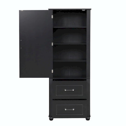 Tall Freestanding Bathroom Storage Cabinet with Two Drawers and Adjustable Shelf