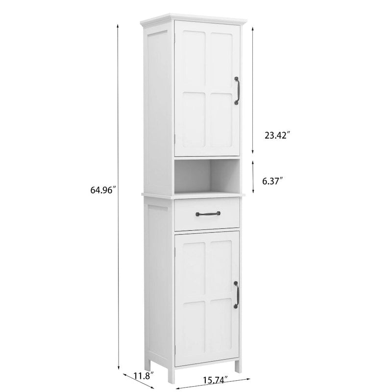 64.96 in. H White Double Door Slim Floor Standing Cabinet