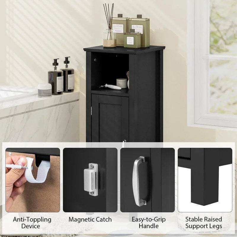 Bathroom Floor Cabinet with 3-Height Adjustable Shelf - 12D x 12W x 31.5H