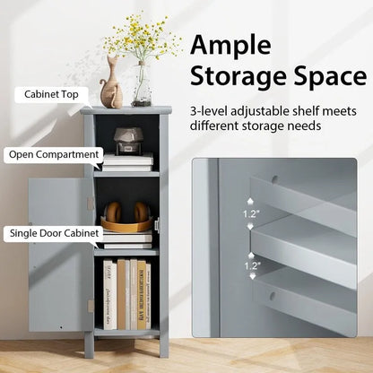 Bathroom Floor Cabinet with 3-Height Adjustable Shelf - 12D x 12W x 31.5H