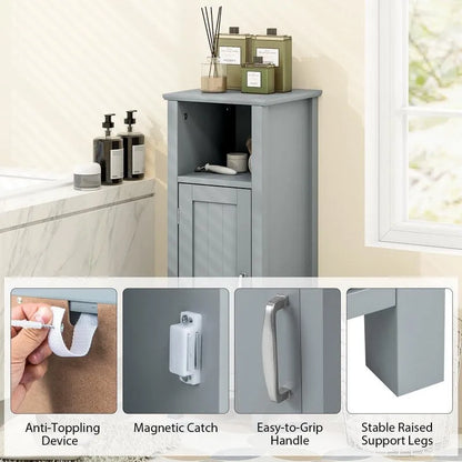 Bathroom Floor Cabinet with 3-Height Adjustable Shelf - 12D x 12W x 31.5H