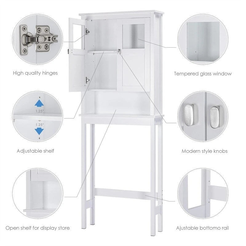 Bathroom Cabinet Over Toilet - 7.8D x 25.59W x 66.93H