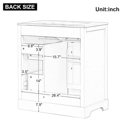 Bathroom Vanity Cabinet with Sink Top,Door and Two Drawers