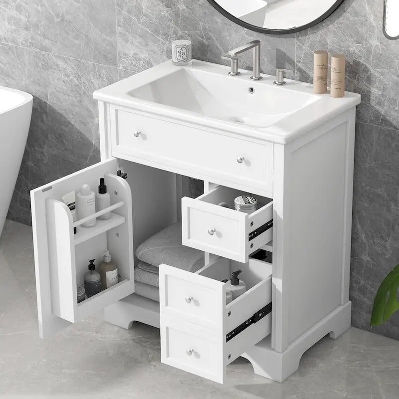 Bathroom Vanity Cabinet with Sink Top,Door and Two Drawers