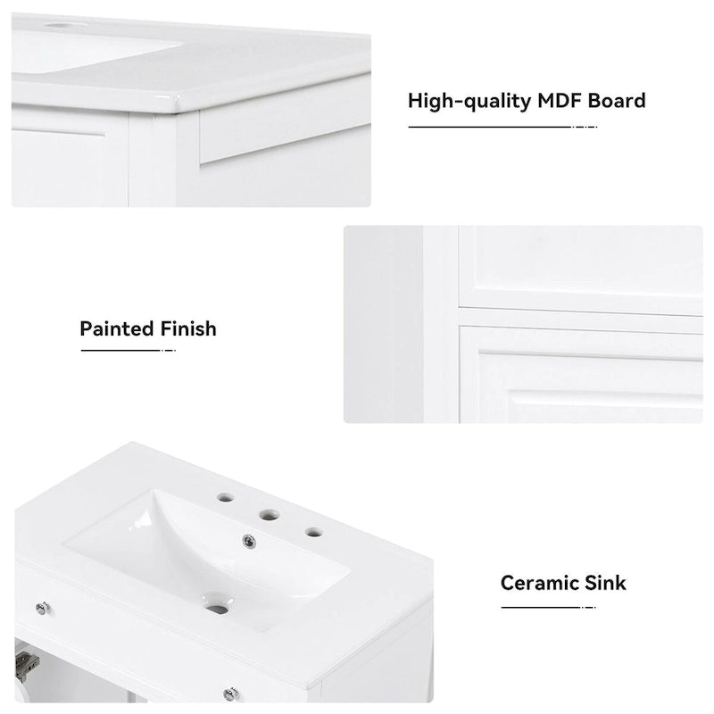 Bathroom Vanity Cabinet with Sink Top,Door and Two Drawers