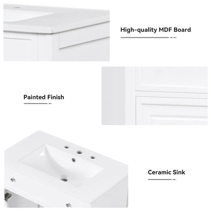 Bathroom Vanity Cabinet with Sink Top,Door and Two Drawers