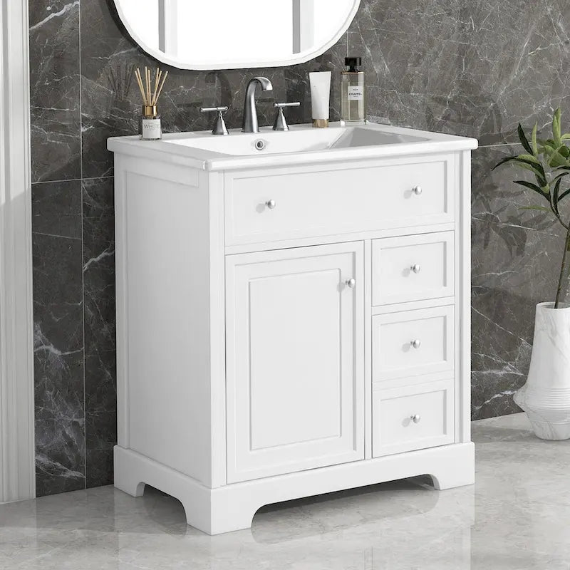 Bathroom Vanity Cabinet with Sink Top,Door and Two Drawers