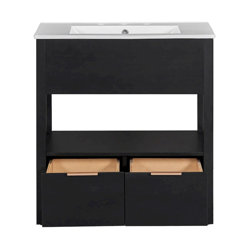 Bathroom Cabinet with Open Storage Shelf and Two Drawers