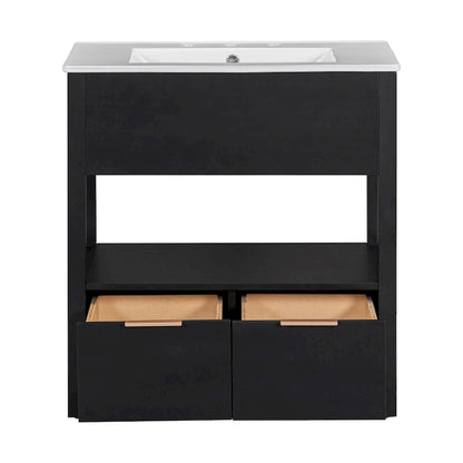 Bathroom Cabinet with Open Storage Shelf and Two Drawers