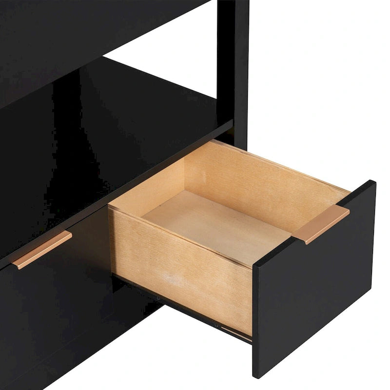 Bathroom Cabinet with Open Storage Shelf and Two Drawers