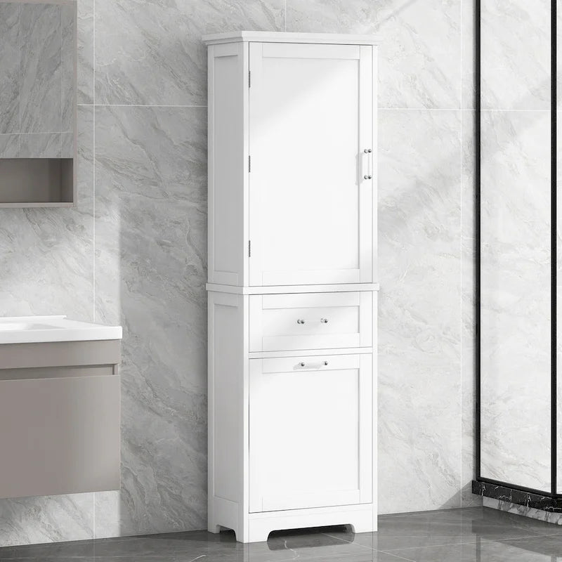Freestanding Storage Cabinet with Drawers and Adjustable Shelf