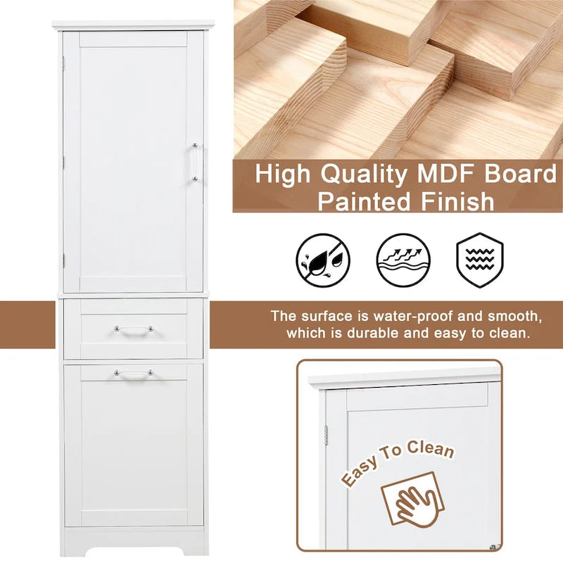 Freestanding Storage Cabinet with Drawers and Adjustable Shelf