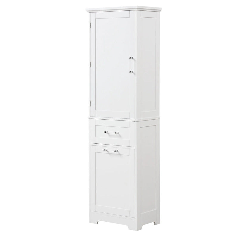 Freestanding Storage Cabinet with Drawers and Adjustable Shelf