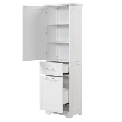 Freestanding Storage Cabinet with Drawers and Adjustable Shelf