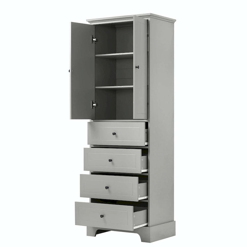 Storage Cabinet with 2 Doors and 4 Drawers