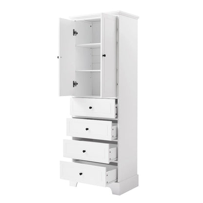Storage Cabinet with 2 Doors and 4 Drawers