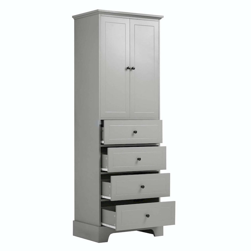 Storage Cabinet with 2 Doors and 4 Drawers