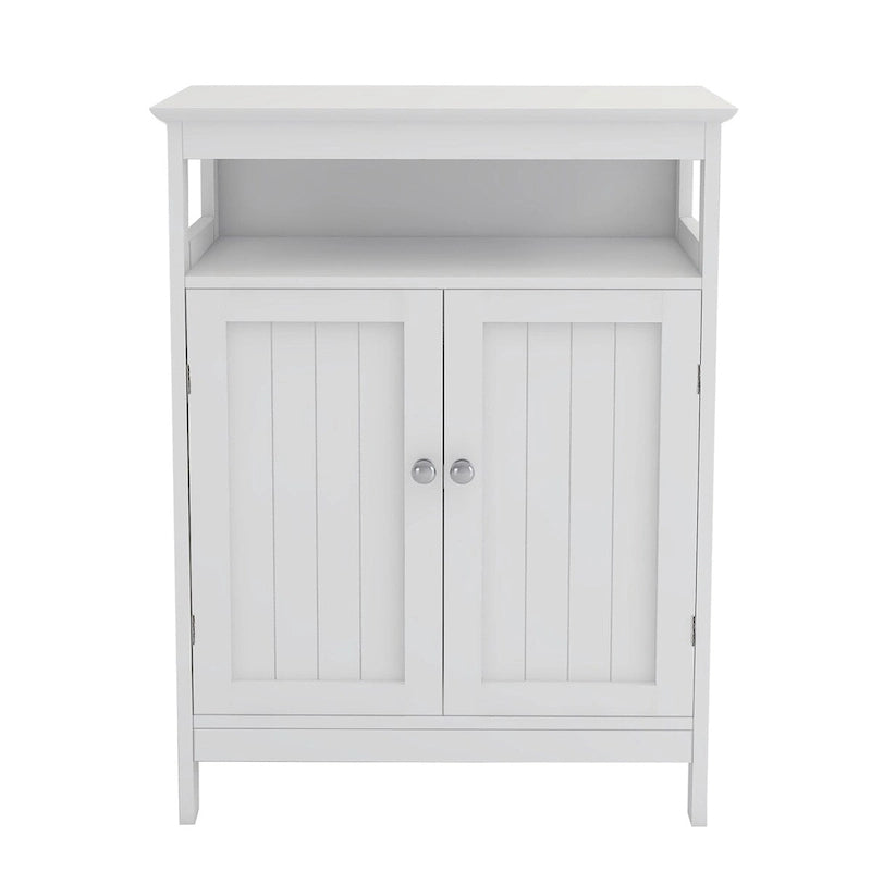 White Bathroom standing storage cabinet with double shutter doors