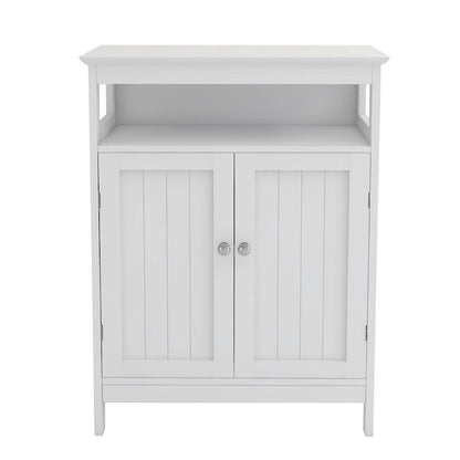 White Bathroom standing storage cabinet with double shutter doors