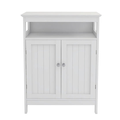 White Bathroom standing storage cabinet with double shutter doors