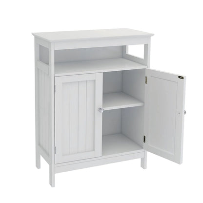 White Bathroom standing storage cabinet with double shutter doors