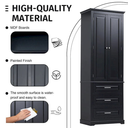 Tall Storage Cabinet with Three Drawers for Bathroom/Office