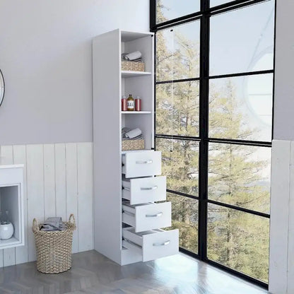 Linen Cabinet Artic, Three Shelves, Single Door, White Finish,High quality and durable