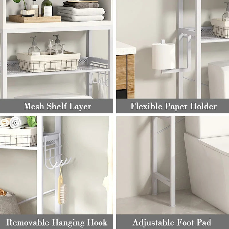 Mieres Over The Toilet Storage, 4-Tier Over-The-Toilet Space Saver Organizer Rack, Bathroom Organizer Over Toilet - N/A