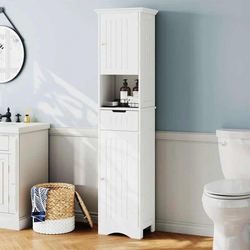 67 Tall Bathroom Storage Cabinet Freestanding with Adjustable Shelves - 11.7D x 15.7W x 66.8H