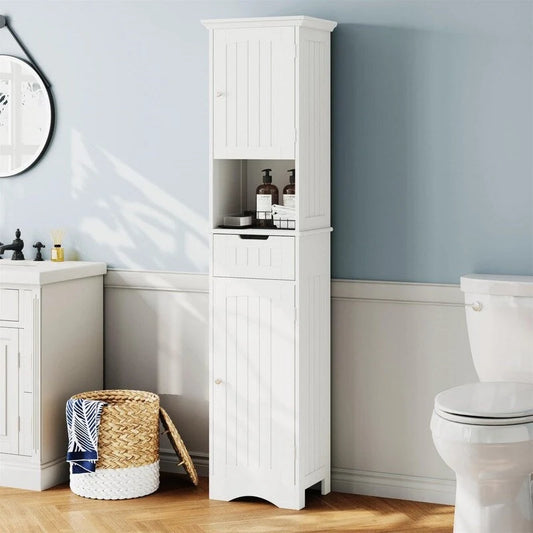 67 Tall Bathroom Storage Cabinet Freestanding with Adjustable Shelves - 11.7D x 15.7W x 66.8H