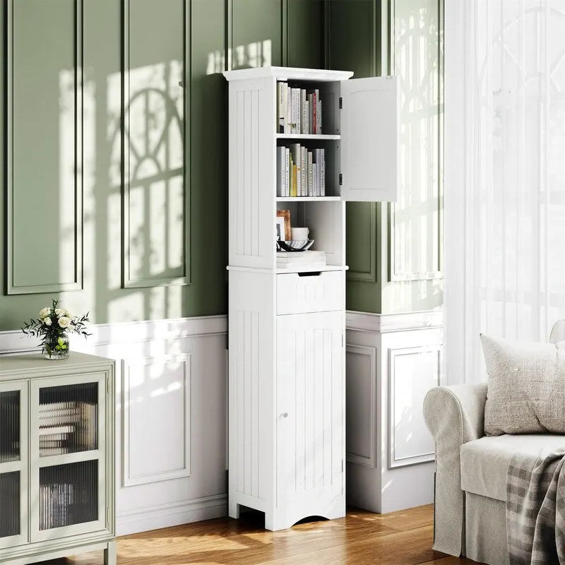67 Tall Bathroom Storage Cabinet Freestanding with Adjustable Shelves - 11.7D x 15.7W x 66.8H