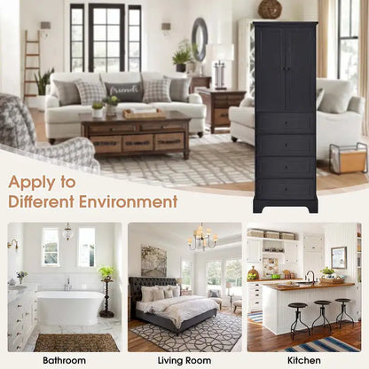 Bathroom Storage Cabinet with Drawers and Adjustable Shelf