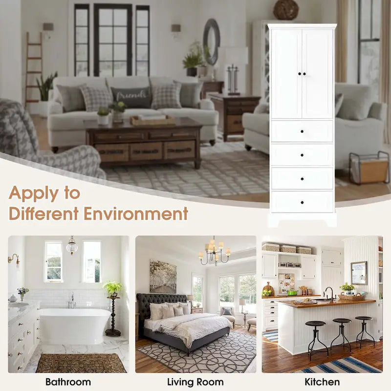 Bathroom Storage Cabinet with Drawers and Adjustable Shelf