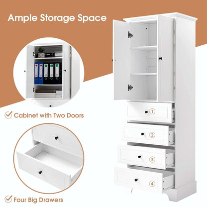 Bathroom Storage Cabinet with Drawers and Adjustable Shelf