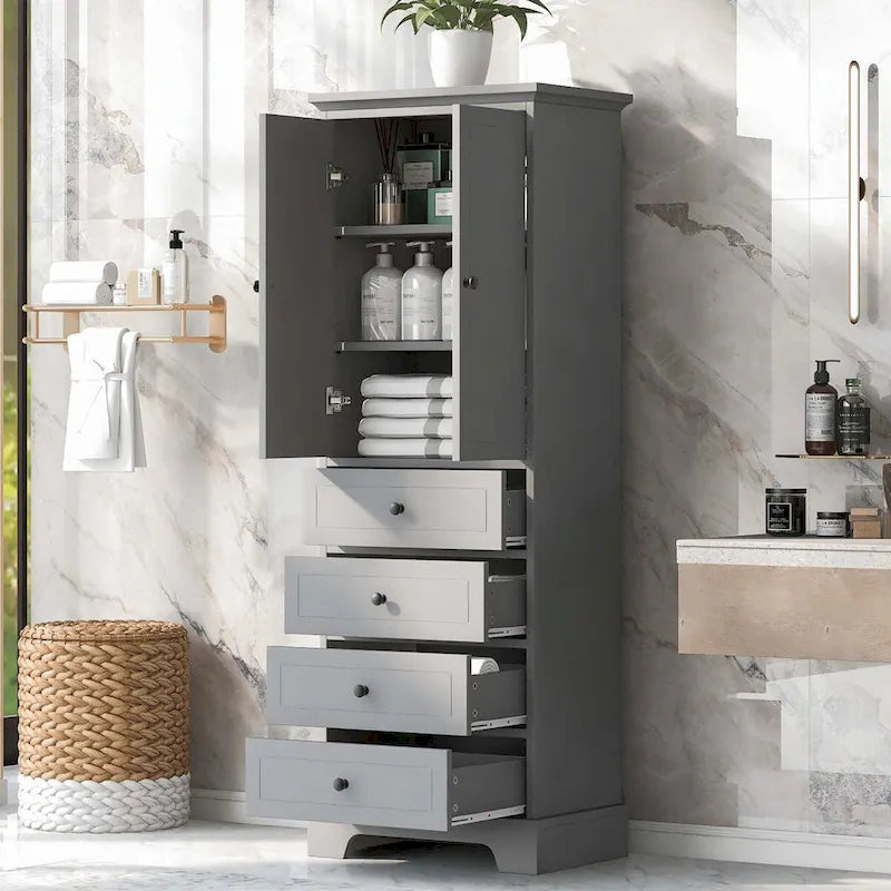 Bathroom Storage Cabinet with Drawers and Adjustable Shelf