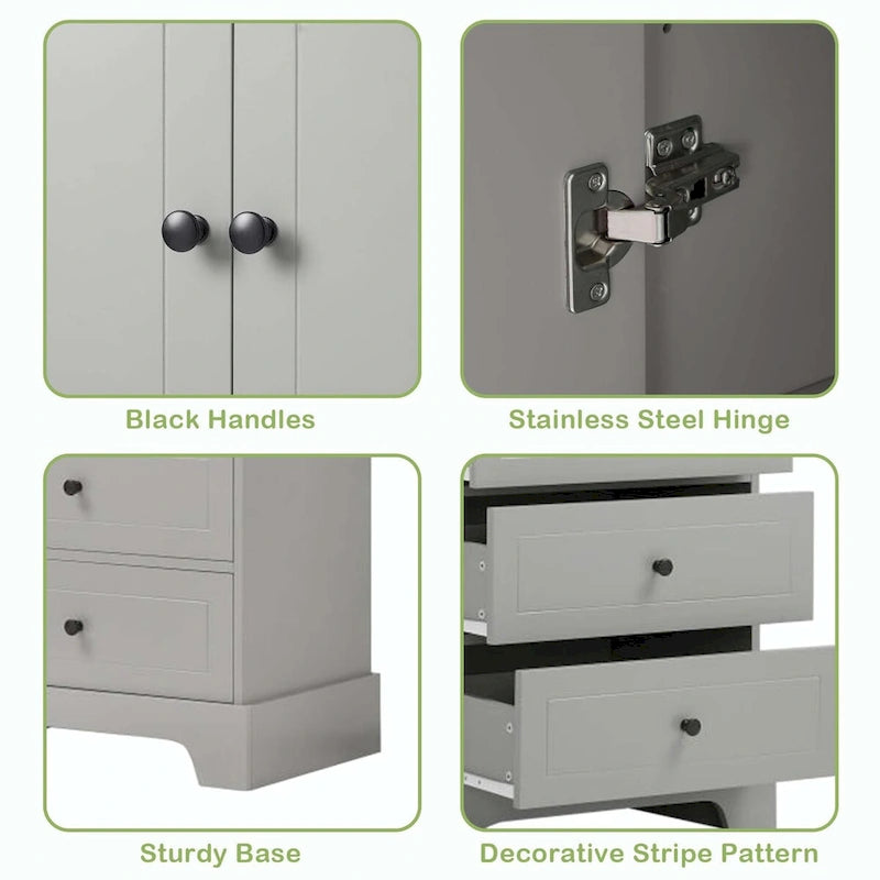 Bathroom Storage Cabinet with Drawers and Adjustable Shelf