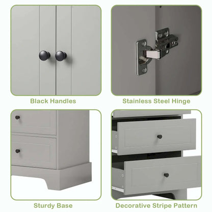 Bathroom Storage Cabinet with Drawers and Adjustable Shelf