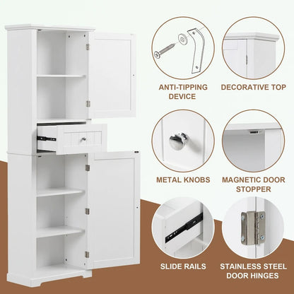 Bathroom Storage Cabinet with Drawer and Adjustable Shelf