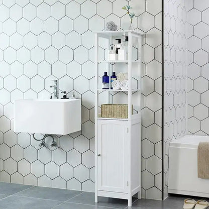 Floor Cabinet with 3-Tier Shelf - 12.6D x 15.7W x 63H