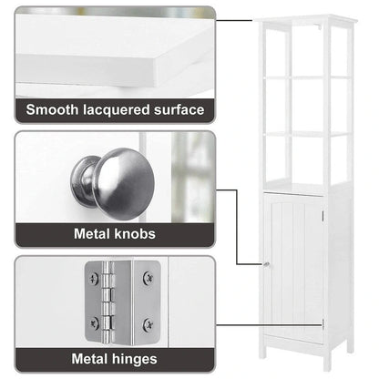 Floor Cabinet with 3-Tier Shelf - 12.6D x 15.7W x 63H